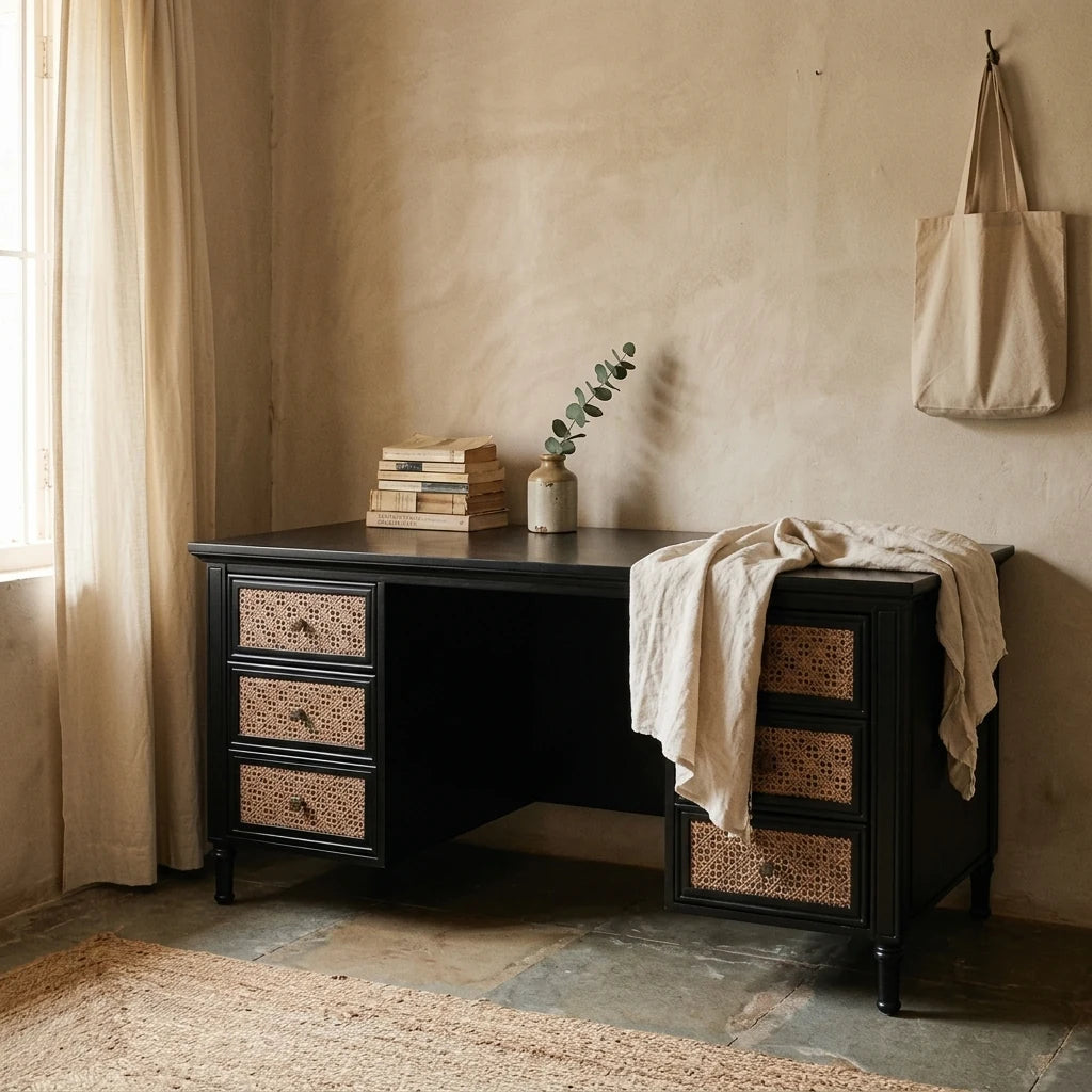 Gamelan -  Rattan Office Table — lifestyle