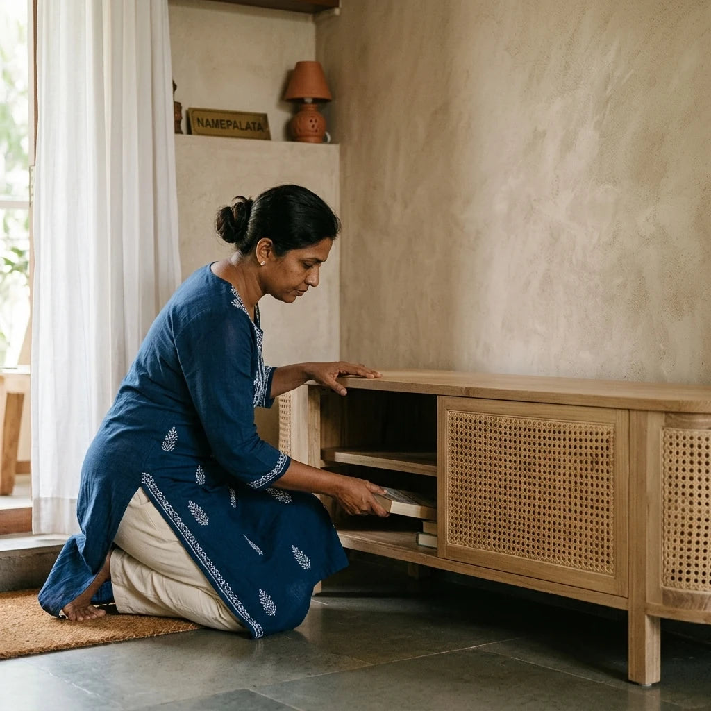 Madras - Rattan Cabinet — in use