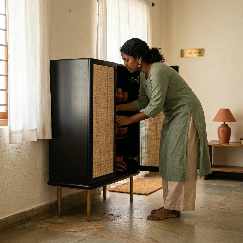 Sampat - Rattan Cabinet — in use
