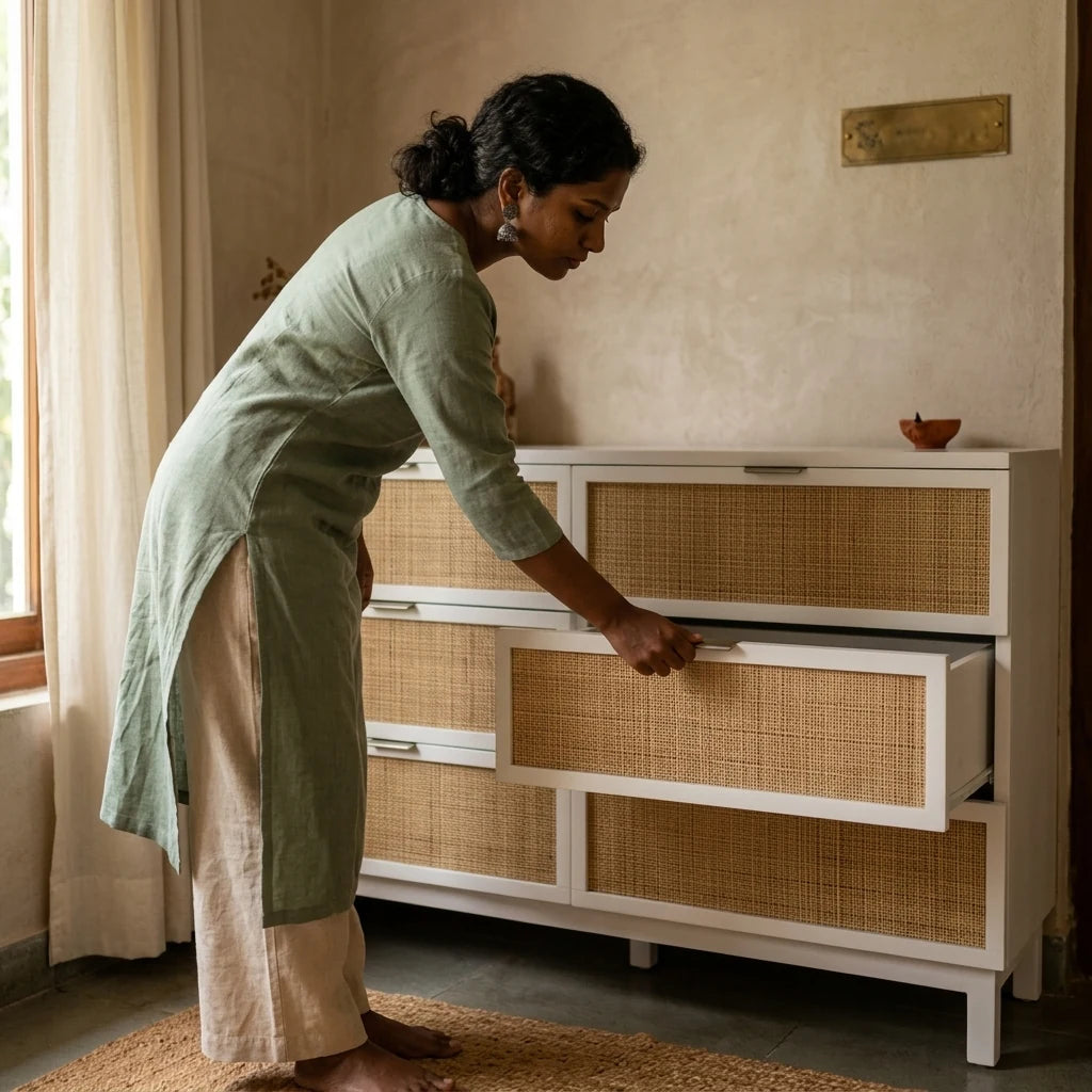 Jadelin - Rattan Drawers — in use