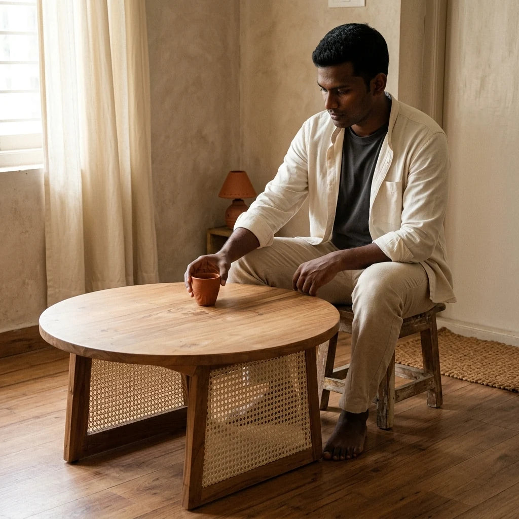 Scape - Rattan Coffee Table — in use