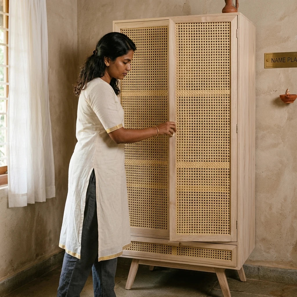 Chikan - Rattan Cabinet — in use