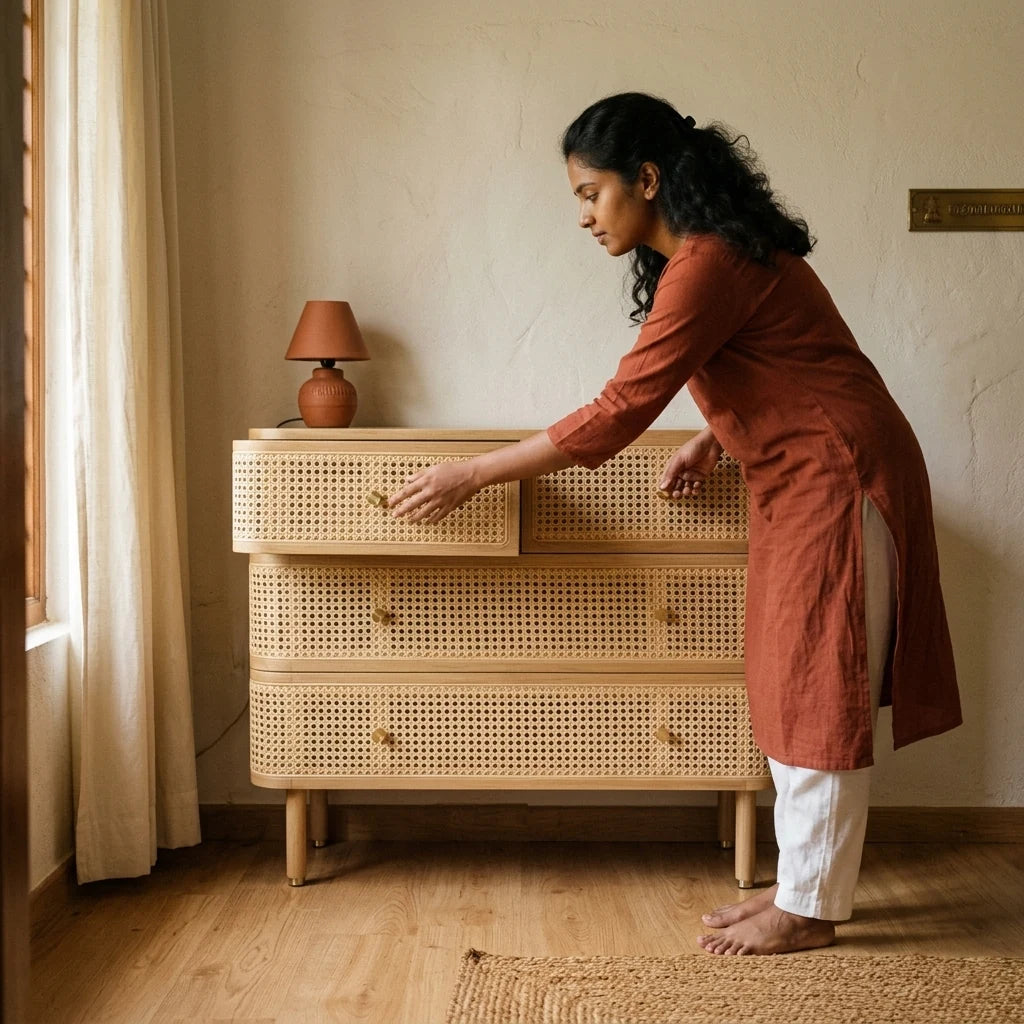 Lotusa - Rattan Drawers — in use
