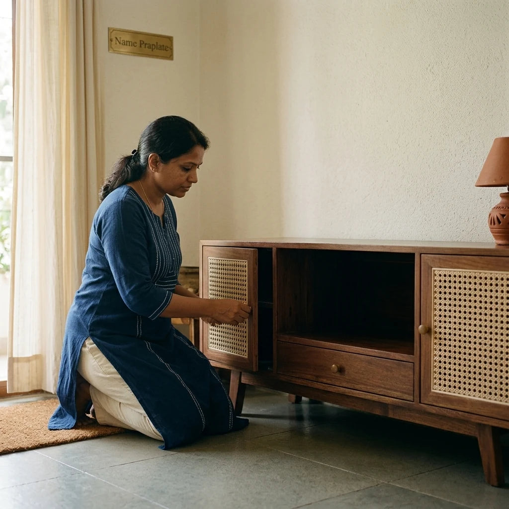 Halo - Rattan Entertainment Centres — in use