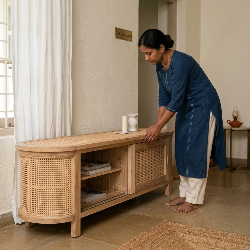 Rani - Rattan Cabinet — in use
