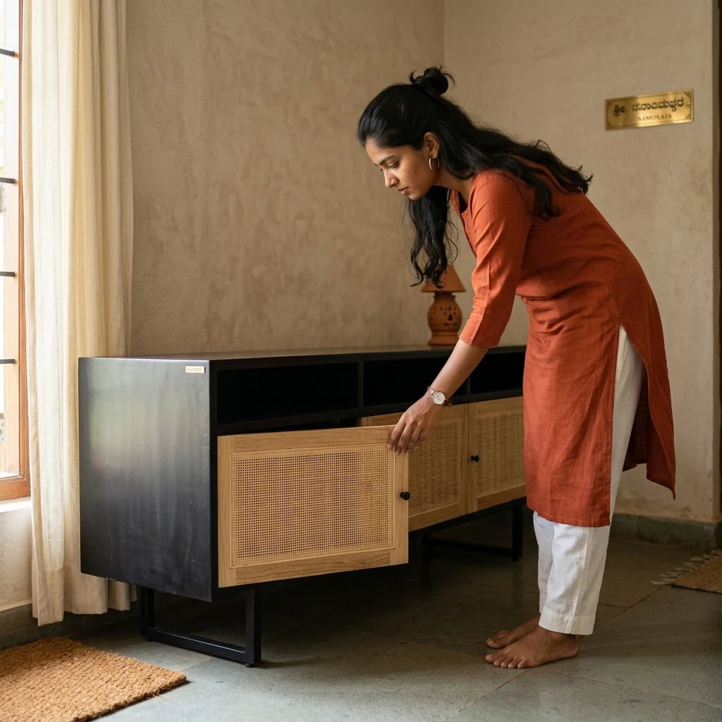 Elate - Rattan Entertainment Centres — in use