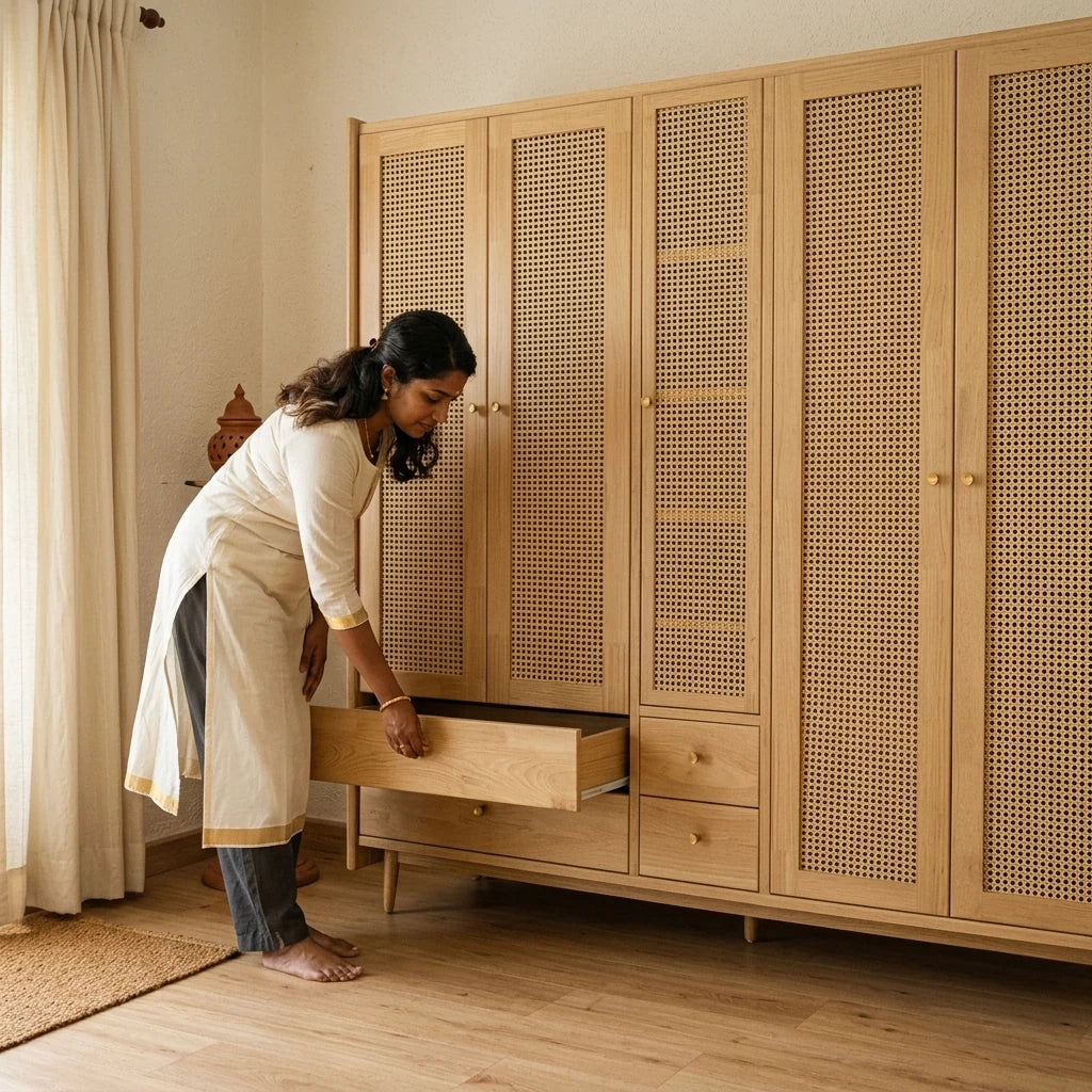 Tido - Rattan Cabinet — in use