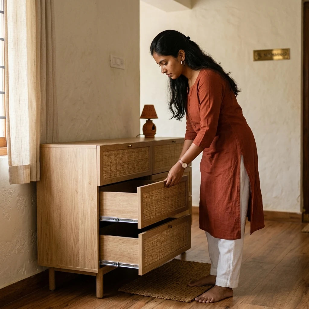 Chrysanthea - Rattan Drawers — in use