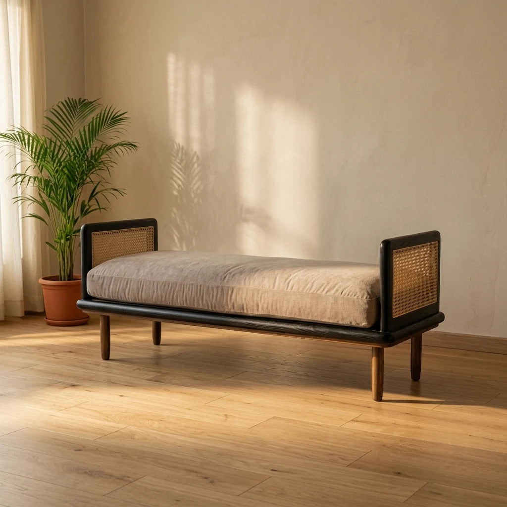 Arca - Rattan Bench and Ottomans — detail shot