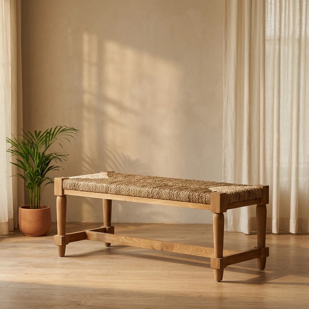 Rhaps - Banana Fiber Bench and Ottomans — detail shot