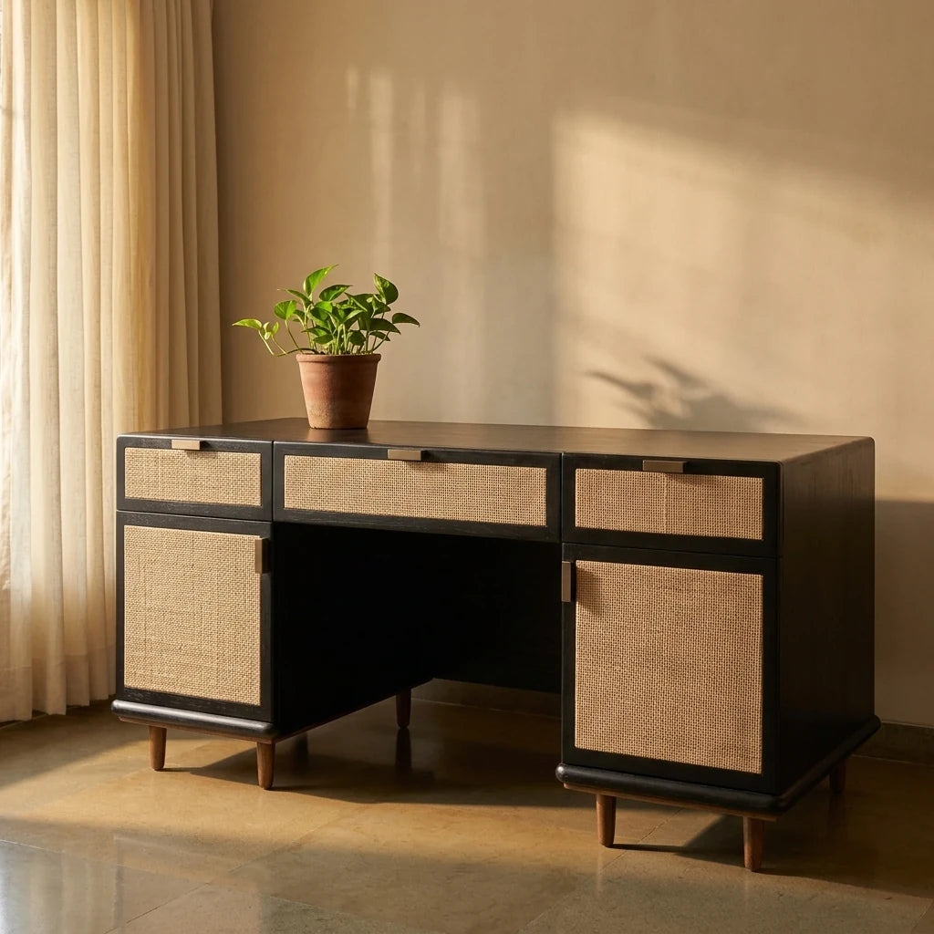 Borbo - Rattan Office Table — detail shot