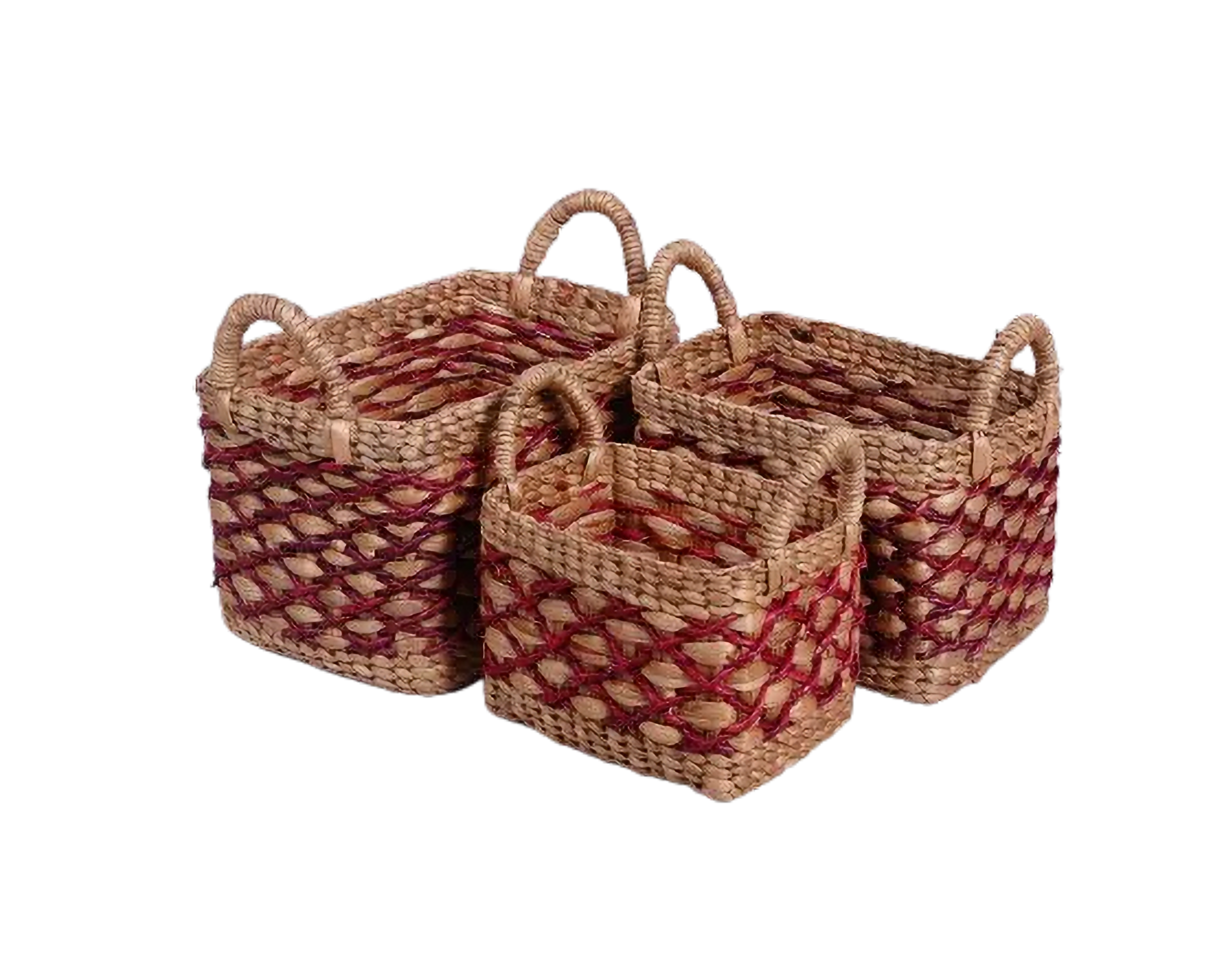 Eco-friendly Basket - Water Hyacinth Mix Synthetic - Set Of 3