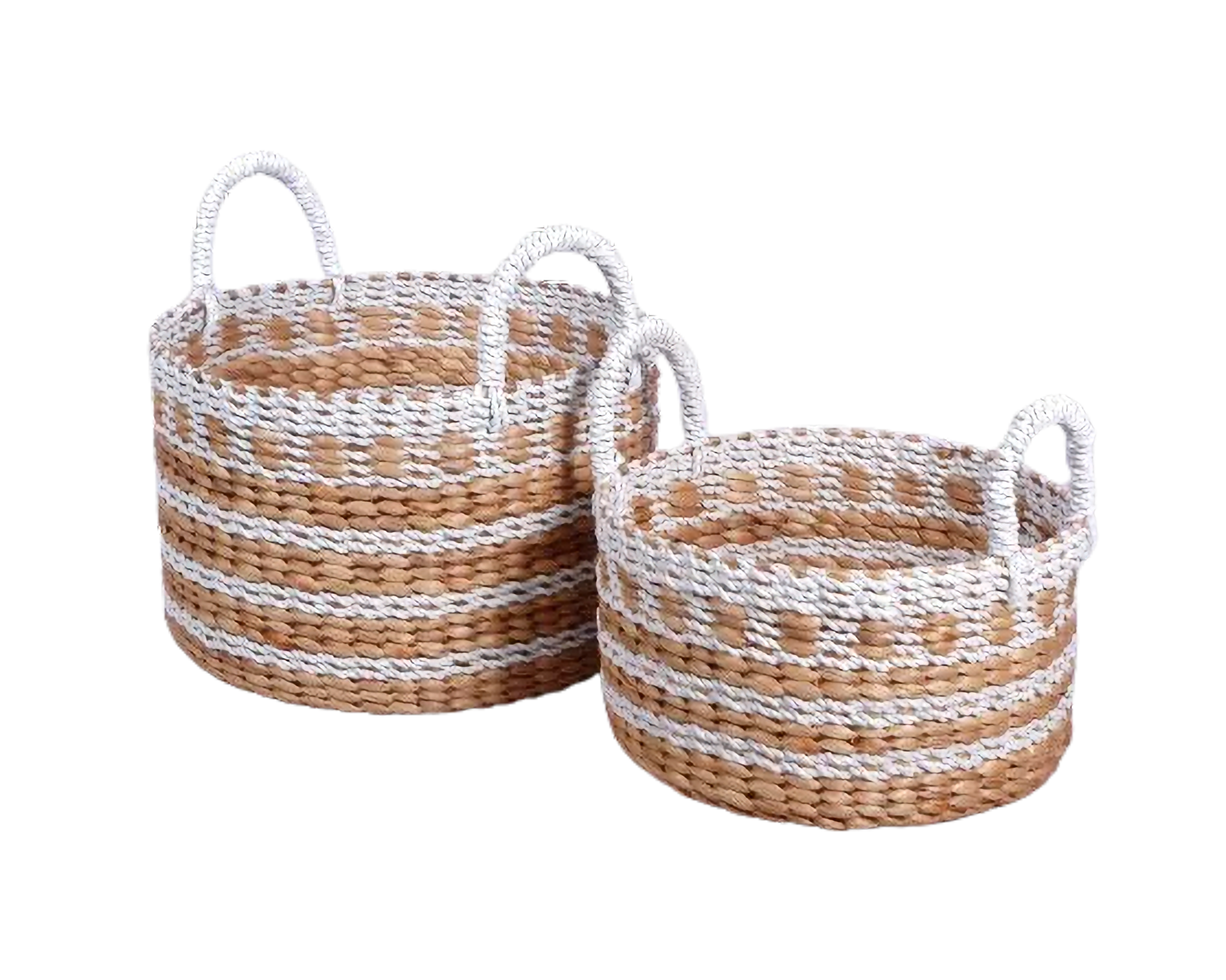 Eco-friendly Basket - Water Hyacinth Mix Synthetic  - Set Of 2