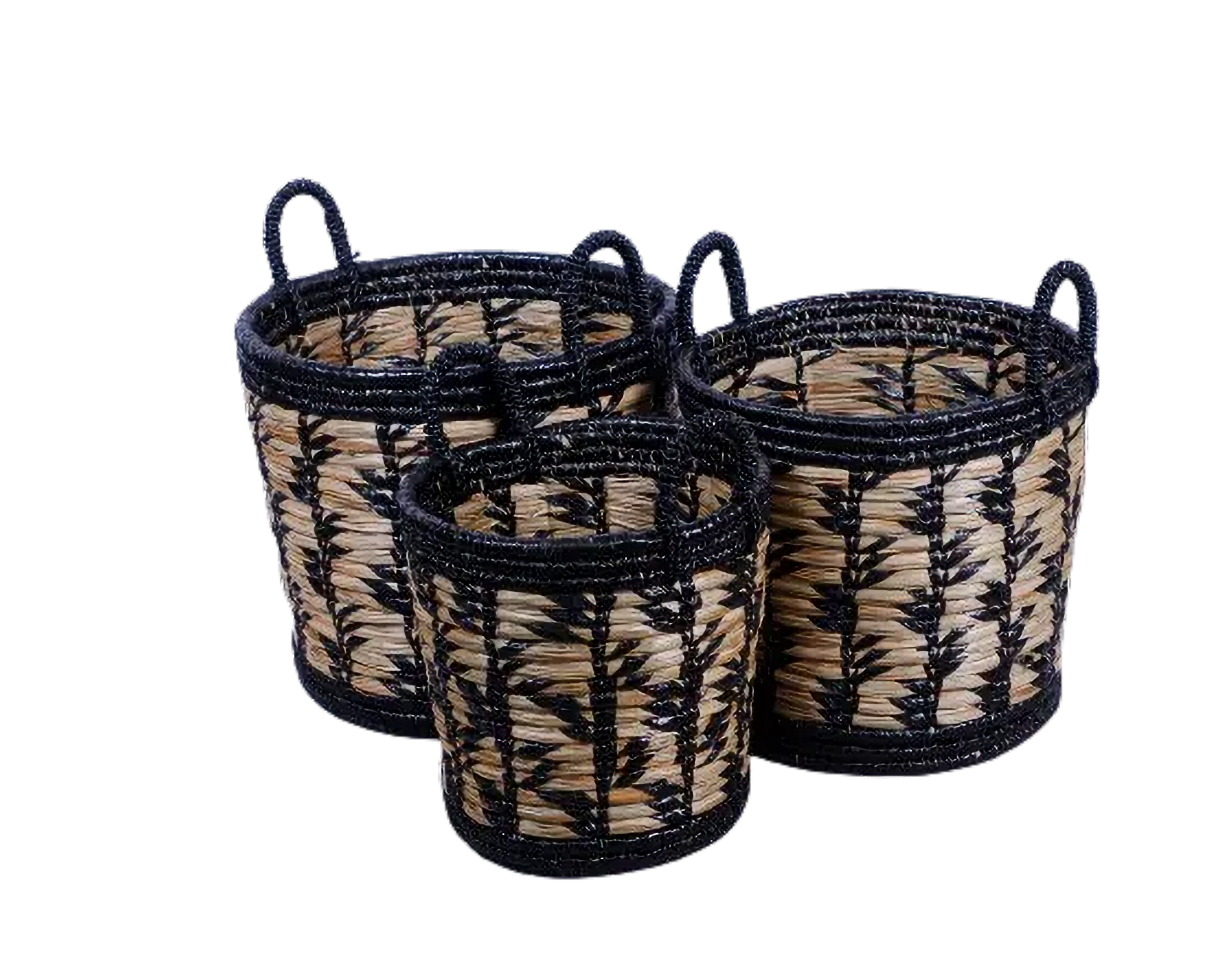 Eco-friendly Basket - Water Reed Mix Rafia - Set Of 3