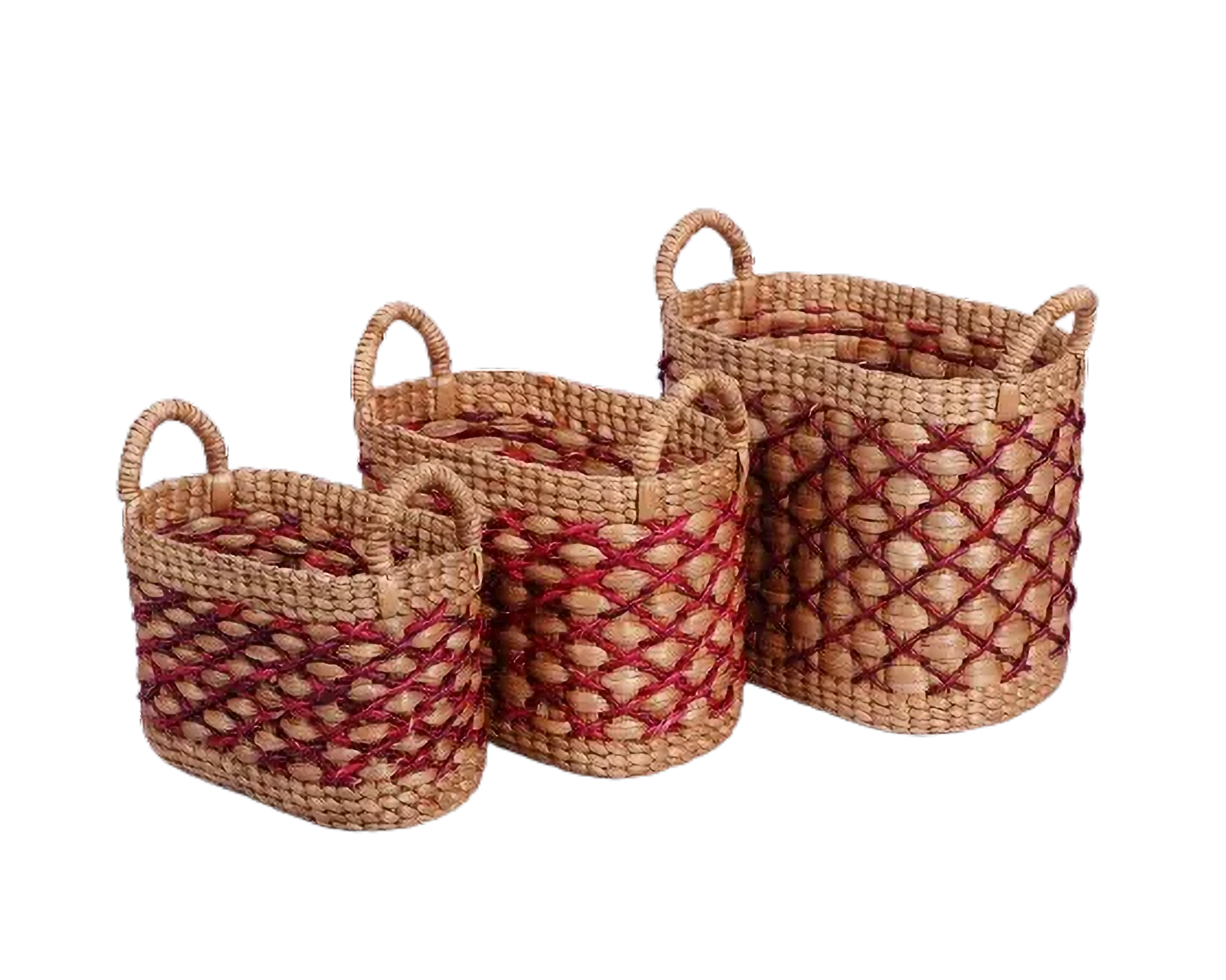 Eco-friendly Basket - Water Hyacinth Mix Synthetic - Set Of 3