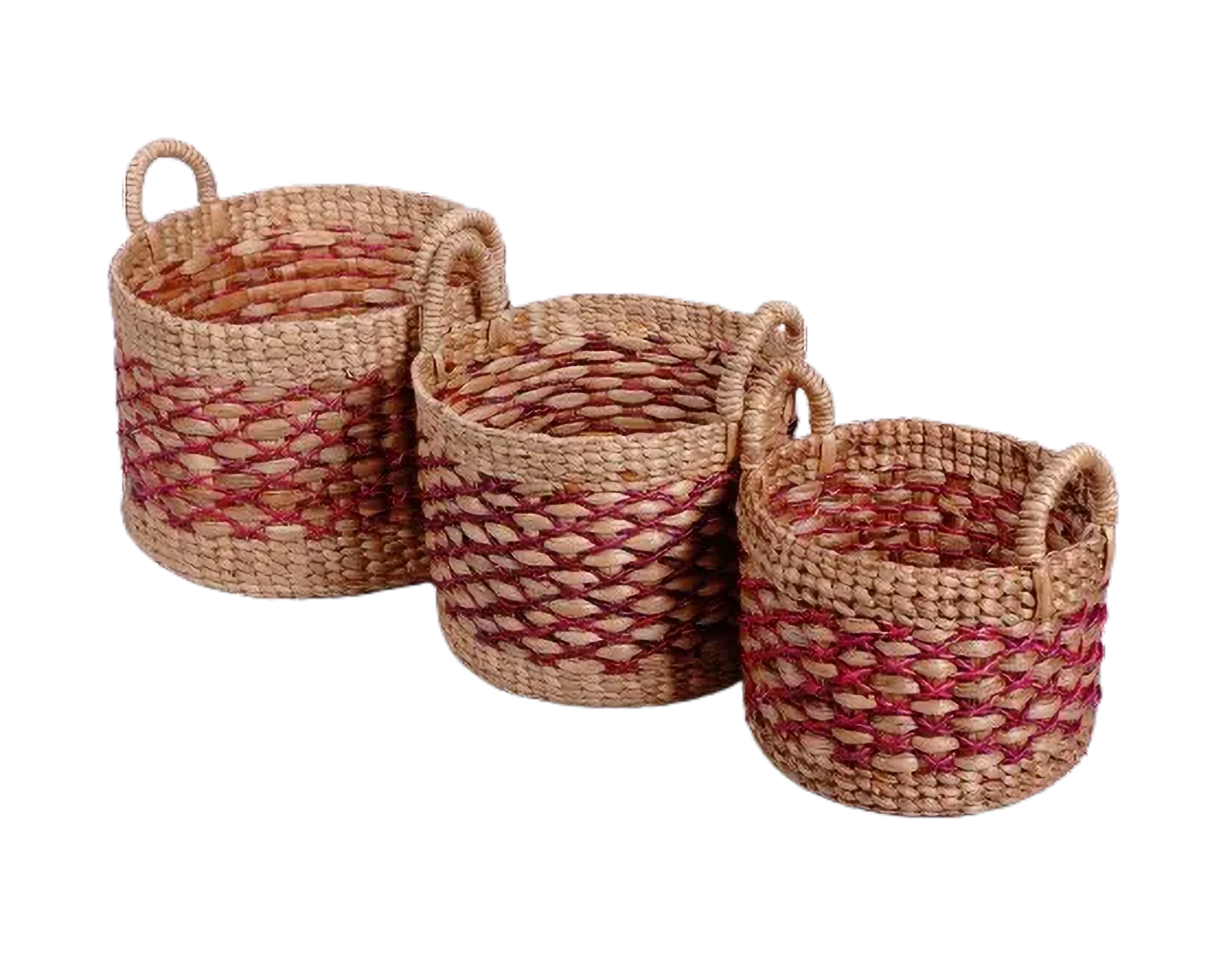 Eco-friendly Basket - Water Hyacinth Mix Synthetic - Set Of 3