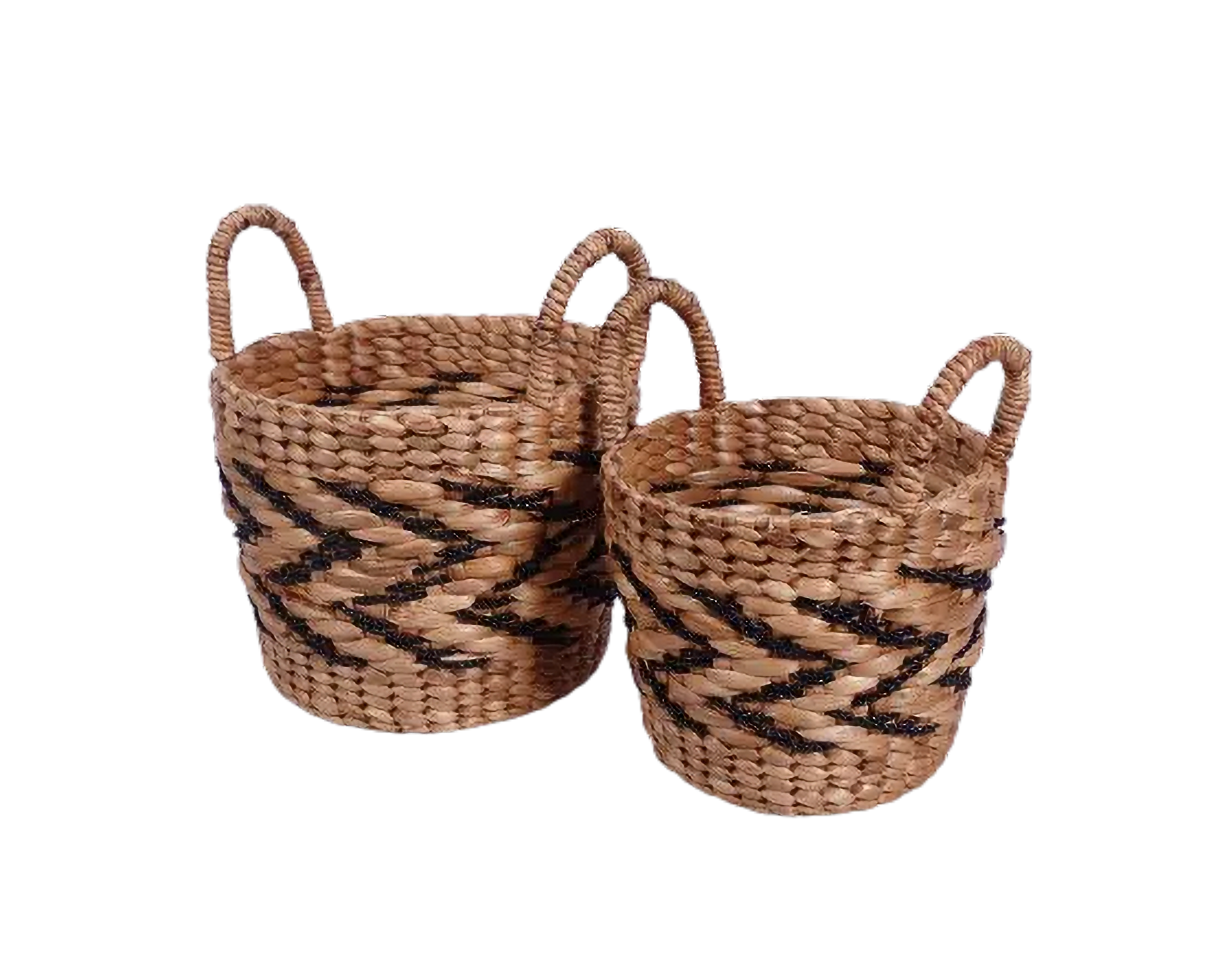 Eco-friendly Basket - Water Hyacinth Mix Synthetic  - Set Of 2