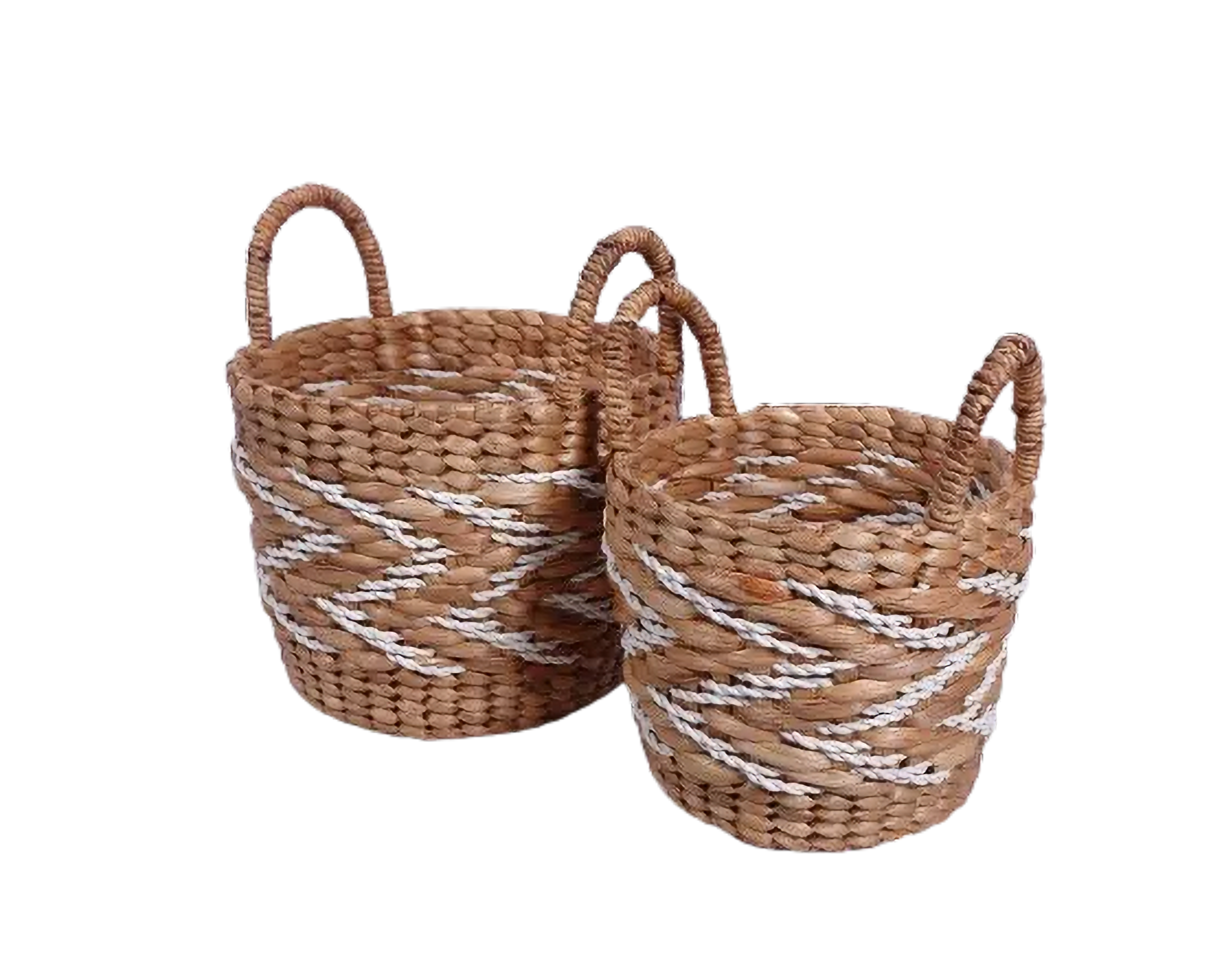Eco-friendly Basket - Water Hyacinth Mix Synthetic  - Set Of 2