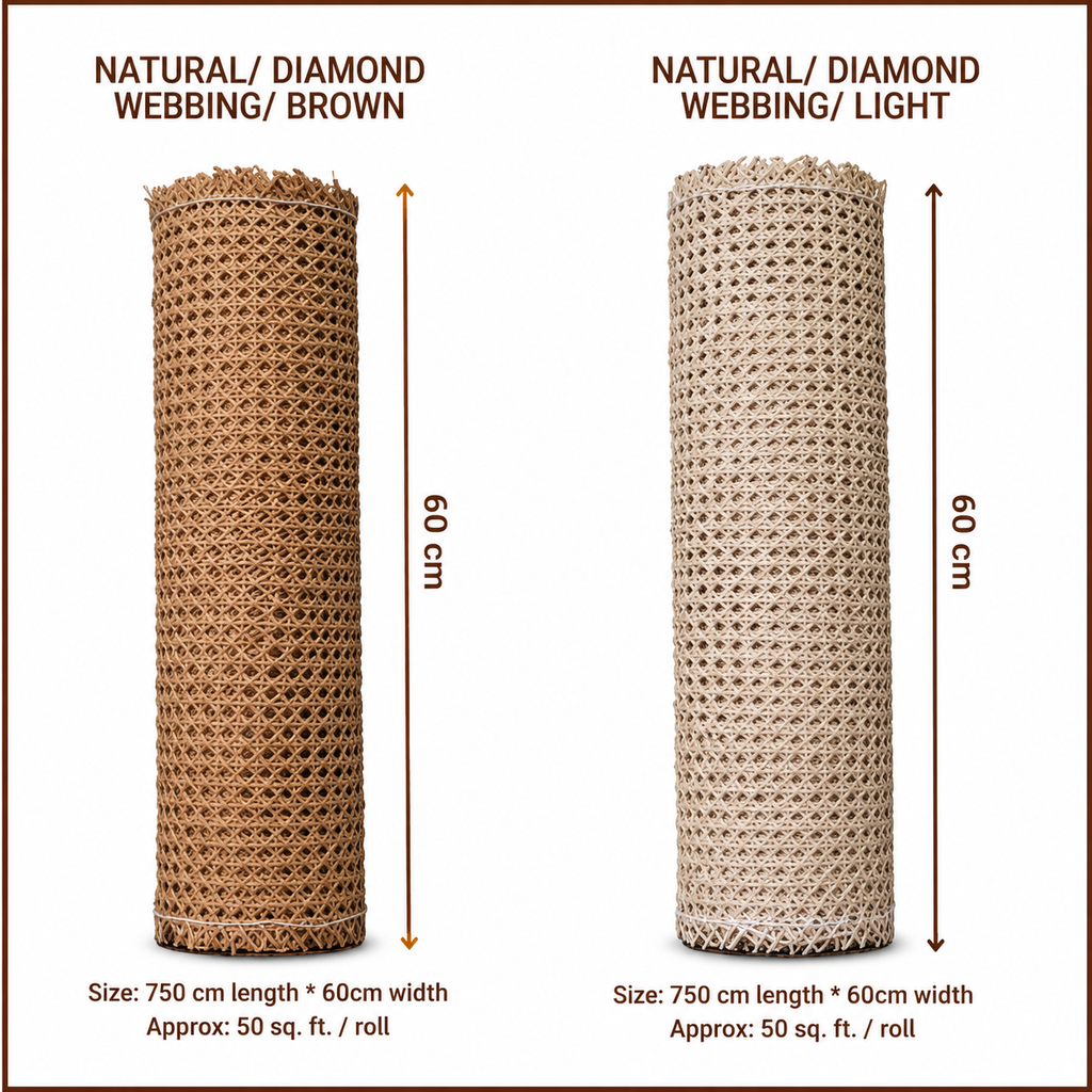 Rattan Roll - Natural - Diamond Webbing
