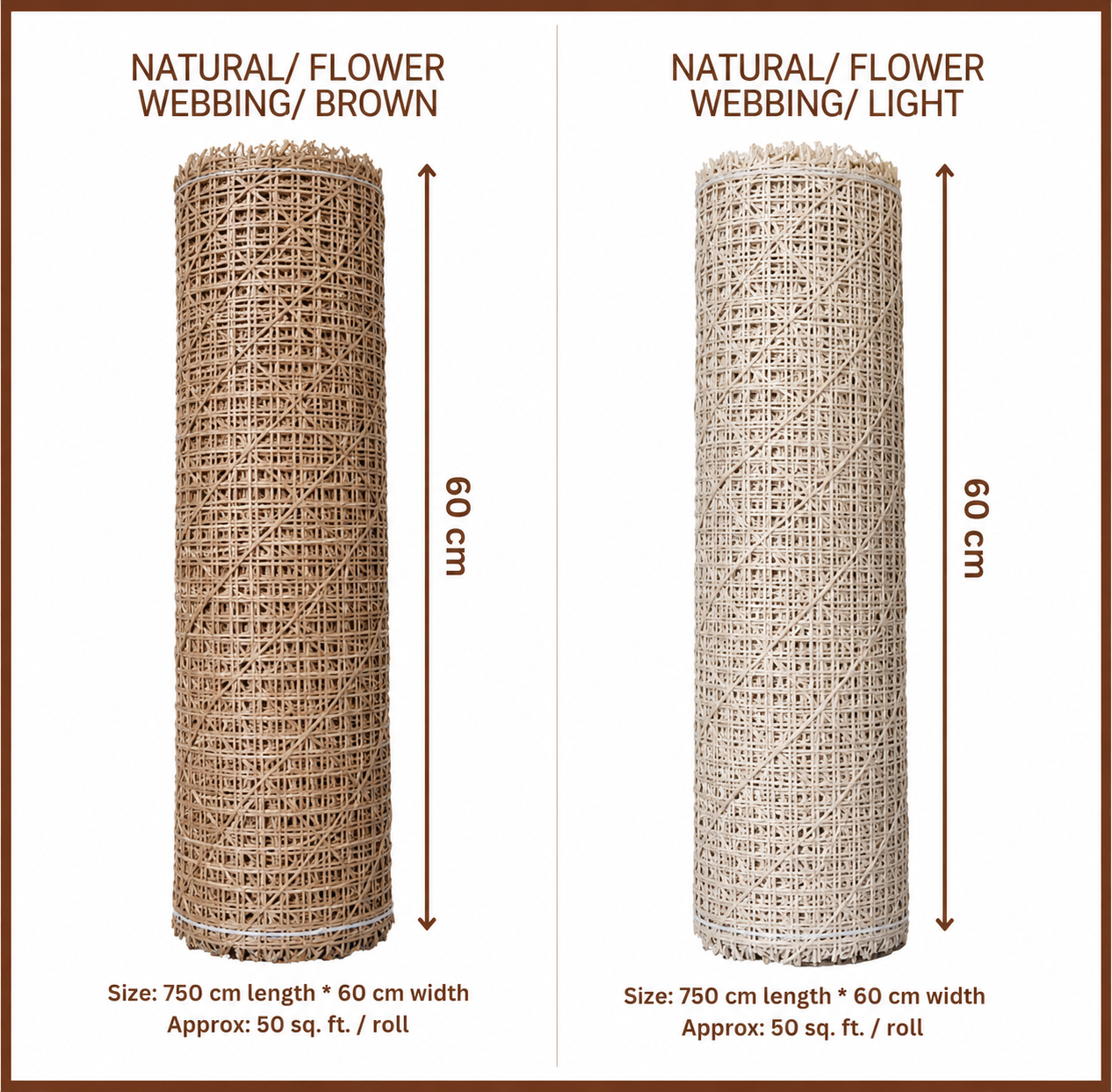 Rattan Roll - Natural - Flower Webbing