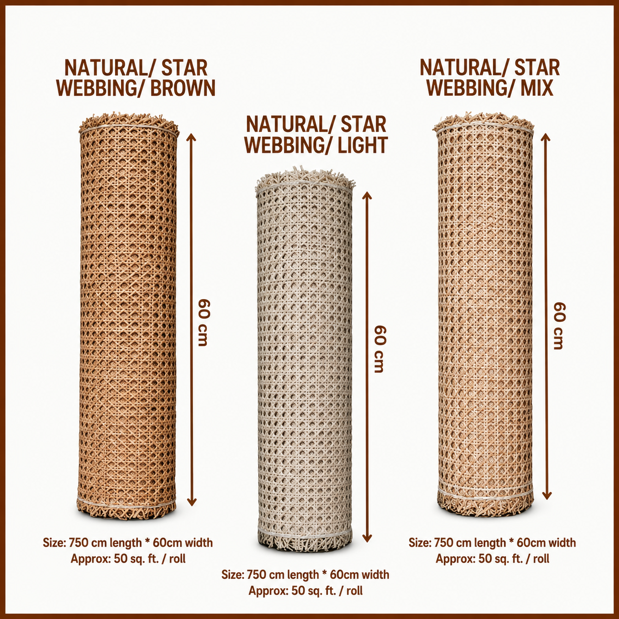 Rattan Roll - Natural - Star Webbing